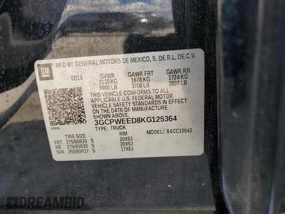 ✅ 2019 Chevrolet Silverado 1500 LTZ • VIN: 3GCPWEED8KG125364 • Lot: 69506784. Wystawiony na Copart z przebiegiem 99 392 mil. Bezpłatny archiwum sprzedaży aukcyjnych z USA i szczegółowy raport historii pojazdu na DreamBid. Zdjęcie 12.