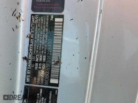 ✅ 2001 Mercedes-Benz SLK 230/320 • VIN: WDBKK65F31F228400 • Lot: 74381484. Wystawiony na Copart z przebiegiem Nie podano. Bezpłatny archiwum sprzedaży aukcyjnych z USA i szczegółowy raport historii pojazdu na DreamBid. Zdjęcie 13.