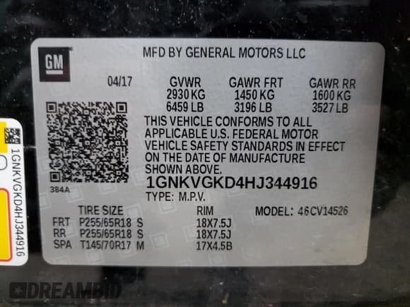 ✅ 2017 Chevrolet Traverse LT • VIN: 1GNKVGKD4HJ344916 • Lot: 75418194. Wystawiony na Copart z przebiegiem 107 322 mil. Bezpłatny archiwum sprzedaży aukcyjnych z USA i szczegółowy raport historii pojazdu na DreamBid. Zdjęcie 13.