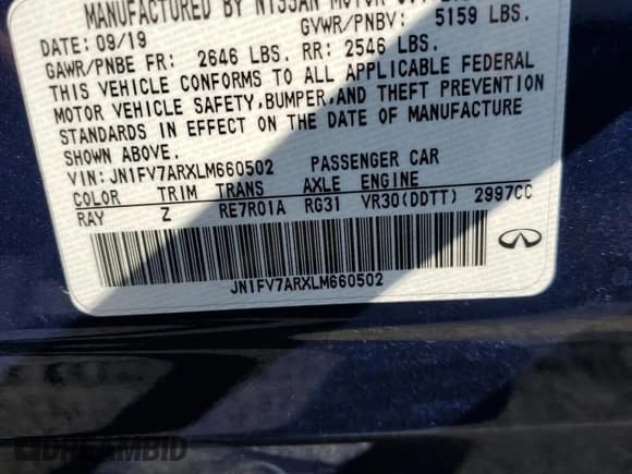 ✅ 2020 Infiniti Q50 Red Sport 400 • VIN: JN1FV7ARXLM660502 • Lot: 80834575. Listed on Copart with Not provided. Free auction sales archive from the USA and detailed vehicle history report at DreamBid. Image 12.