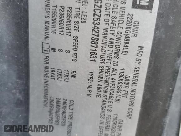 ✅ 2007 Saturn VUE V6 • VIN: 5GZCZ63427S871631 • Lot: 42793805. Wystawiony na Copart z przebiegiem Nie podano. Bezpłatny archiwum sprzedaży aukcyjnych z USA i szczegółowy raport historii pojazdu na DreamBid. Zdjęcie 14.