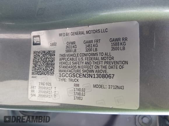 ✅ 2022 Chevrolet Colorado 2WD LT • VIN: 1GCGSCEN3N1308067 • Лот: 42276385. Опубликован ранее на IAAI с пробегом 74 665 миль. Бесплатный доступ к архиву аукционных продаж из США и подробный отчёт об истории автомобиля на DreamBid. Изображение 9.