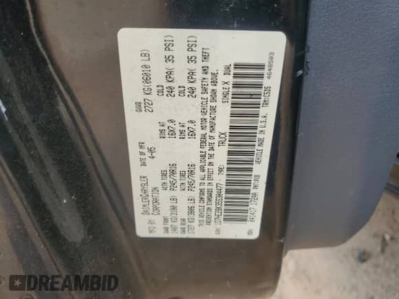 2005 Dodge Dakota ST with VIN 1D7HE28K35S304477, listed as a Copart auction lot 59599385 with 127,683 mi miles and Salvage title. Bid and sale history available at DreamBid. Image 12.