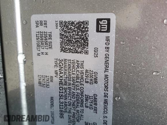 ✅ 2025 Chevrolet Equinox FWD LT • VIN: 3GNAXHEG1SL311695 • Lot: 90426405. Listed on Copart with 13,686 mi. Free auction sales archive from the USA and detailed vehicle history report at DreamBid. Image 13.