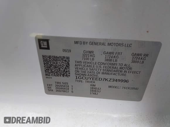 ✅ 2019 Chevrolet Silverado 1500 RST • VIN: 1GCUYEED7KZ349996 • Lot: 42478510. Wystawiony na IAAI z przebiegiem 111 413 mil. Bezpłatny archiwum sprzedaży aukcyjnych z USA i szczegółowy raport historii pojazdu na DreamBid. Zdjęcie 9.