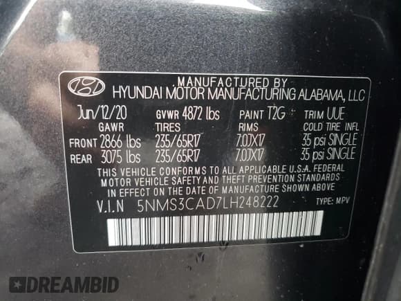 ✅ 2020 Hyundai Santa Fe SEL • VIN: 5NMS3CAD7LH248222 • Lot: 56575853. Wystawiony na Copart z przebiegiem 22 790 mil. Bezpłatny archiwum sprzedaży aukcyjnych z USA i szczegółowy raport historii pojazdu na DreamBid. Zdjęcie 13.