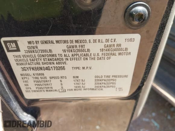 ✅ 2004 Cadillac Escalade ESV • VIN: 3GYFK66N04G170266 • Лот: 42088062. Опубликован ранее на IAAI с пробегом 279 383 миль. Бесплатный доступ к архиву аукционных продаж из США и подробный отчёт об истории автомобиля на DreamBid. Изображение 9.