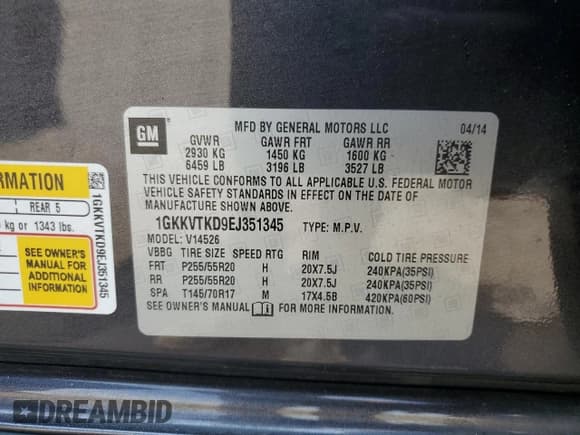 ✅ 2014 GMC Acadia Denali • VIN: 1GKKVTKD9EJ351345 • Lot: 62833425. Listed on Copart with 161,702 mi. Free auction sales archive from the USA and detailed vehicle history report at DreamBid. Image 13.