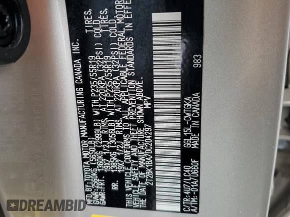 ✅ 2013 Lexus RX 350 • VIN: 2T2BK1BA7DC204297 • Лот: 81715475. Опубликован ранее на Copart с пробегом Не указан. Бесплатный доступ к архиву аукционных продаж из США и подробный отчёт об истории автомобиля на DreamBid. Изображение 13.