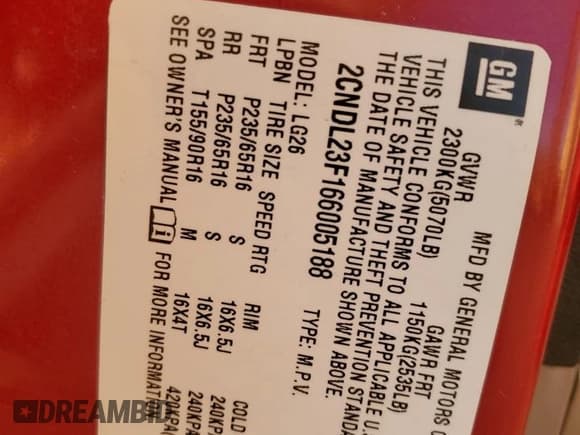 ✅ 2006 Chevrolet Equinox LS • VIN: 2CNDL23F166005188 • Lot: 82729055. Listed on Copart with 121,260 mi. Free auction sales archive from the USA and detailed vehicle history report at DreamBid. Image 13.