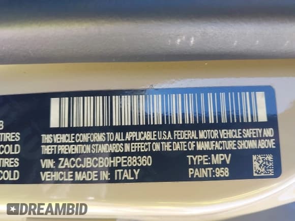 ✅ 2017 Jeep Renegade Trailhawk • VIN: ZACCJBCB0HPE88360 • Lot: 43194837. Listed on IAAI with 175,080 mi. Free auction sales archive from the USA and detailed vehicle history report at DreamBid. Image 9.