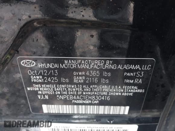 ✅ 2014 Hyundai Sonata GLS • VIN: 5NPEB4AC1EH830416 • Лот: 43452673. Опубликован ранее на IAAI с пробегом 186 826 миль. Бесплатный доступ к архиву аукционных продаж из США и подробный отчёт об истории автомобиля на DreamBid. Изображение 9.