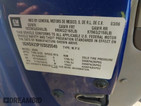 ✅ 2006 Chevrolet HHR LT • VIN: 3GNDA23P16S625549 • Lot: 41443235. Listed on IAAI with 210,179 mi. Free auction sales archive from the USA and detailed vehicle history report at DreamBid. Image 9.