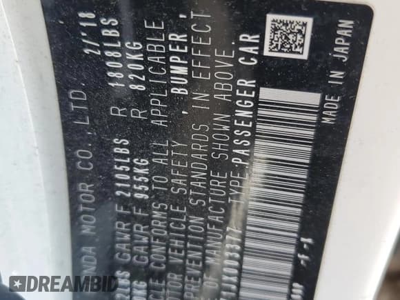 ✅ 2018 Honda Civic EX-L • VIN: JHMFC1F71JX003377 • Lot: 82706075. Listed on Copart with 196,504 mi. Free auction sales archive from the USA and detailed vehicle history report at DreamBid. Image 12.