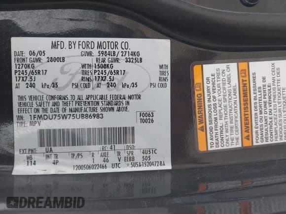 ✅ 2005 Ford Explorer Limited • VIN: 1FMDU75W75UB86983 • Lot: 42418812. Wystawiony na IAAI z przebiegiem 180 032 mil. Bezpłatny archiwum sprzedaży aukcyjnych z USA i szczegółowy raport historii pojazdu na DreamBid. Zdjęcie 9.