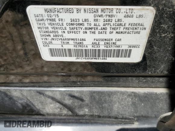 ✅ 2015 Infiniti Q40 • VIN: JN1CV6AR9FM651484 • Лот: 62638634. Опубликован ранее на Copart с пробегом Не указан. Бесплатный доступ к архиву аукционных продаж из США и подробный отчёт об истории автомобиля на DreamBid. Изображение 12.