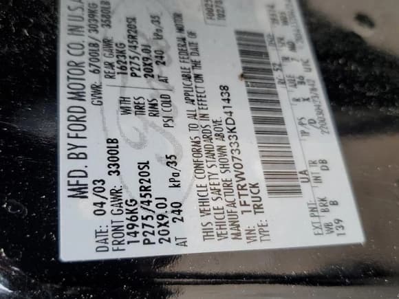 ✅ 2003 Ford F-150 Harley-Davidson • VIN: 1FTRW07333KD41438 • Lot: 54342755. Listed on Copart with 216,391 mi. Free auction sales archive from the USA and detailed vehicle history report at DreamBid. Image 12.