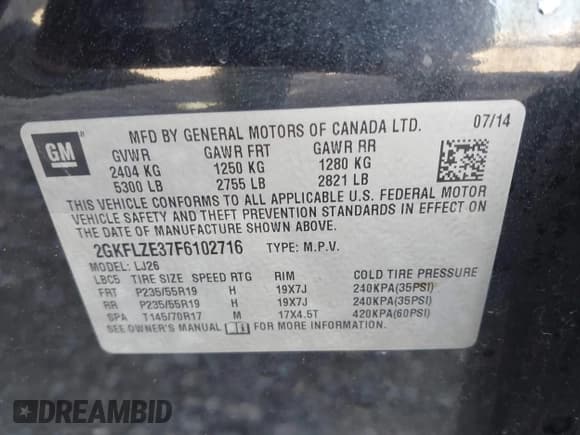 ✅ 2015 GMC Terrain Denali • VIN: 2GKFLZE37F6102716 • Lot: 43349475. Listed on IAAI with 119,121 mi. Free auction sales archive from the USA and detailed vehicle history report at DreamBid. Image 9.