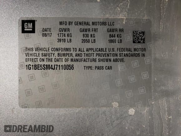 ✅ 2018 Chevrolet Cruze LT • VIN: 1G1BE5SM4J7110056 • Лот: 36002843. Опубликован ранее на Copart с пробегом 45 215 миль. Бесплатный доступ к архиву аукционных продаж из США и подробный отчёт об истории автомобиля на DreamBid. Изображение 12.