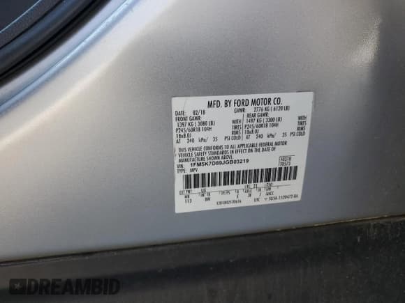 ✅ 2018 Ford Explorer XLT • VIN: 1FM5K7D89JGB03219 • Lot: 55500095. Wystawiony na Copart z przebiegiem 195 227 mil. Bezpłatny archiwum sprzedaży aukcyjnych z USA i szczegółowy raport historii pojazdu na DreamBid. Zdjęcie 13.