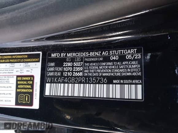 ✅ 2023 Mercedes-Benz C 300 • VIN: W1KAF4GB2PR135736 • Лот: 42932069. Опубликован ранее на IAAI с пробегом 28 024 миль. Бесплатный доступ к архиву аукционных продаж из США и подробный отчёт об истории автомобиля на DreamBid. Изображение 9.