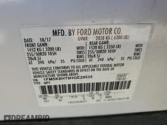 ✅ 2017 Ford Explorer Platinum • VIN: 1FM5K8HT6HGE20535 • Lot: 56031005. Wystawiony na Copart z przebiegiem 157 659 mil. Bezpłatny archiwum sprzedaży aukcyjnych z USA i szczegółowy raport historii pojazdu na DreamBid. Zdjęcie 13.