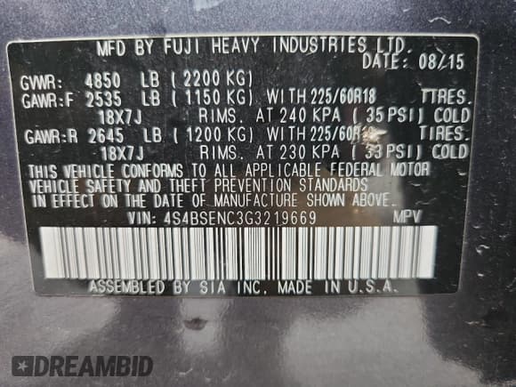 ✅ 2016 Subaru Outback Limited • VIN: 4S4BSENC3G3219669 • Lot: 86302025. Wystawiony na Copart z przebiegiem 178 085 mil. Bezpłatny archiwum sprzedaży aukcyjnych z USA i szczegółowy raport historii pojazdu na DreamBid. Zdjęcie 14.