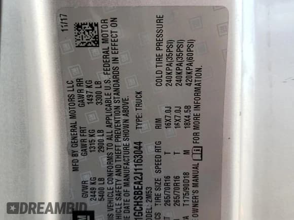 ✅ 2018 Chevrolet Colorado 2WD Work Truck • VIN: 1GCHSBEA2J1163044 • Лот: 55143824. Опубликован ранее на Copart с пробегом 133 039 миль. Бесплатный доступ к архиву аукционных продаж из США и подробный отчёт об истории автомобиля на DreamBid. Изображение 12.