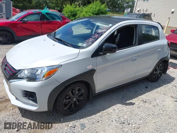 ✅ 2023 Mitsubishi Mirage Black Edition • VIN: ML32AWHJ5PH006462 • Lot: 43080570. Listed on IAAI with 14,605 mi. Free auction sales archive from the USA and detailed vehicle history report at DreamBid. Image 2.
