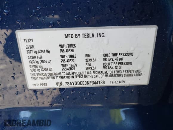 ✅ 2022 Tesla Model Y Long Range • VIN: 7SAYGDEE0NF344188 • Lot: 43321079. Wystawiony na IAAI z przebiegiem 50 018 mil. Bezpłatny archiwum sprzedaży aukcyjnych z USA i szczegółowy raport historii pojazdu na DreamBid. Zdjęcie 9.