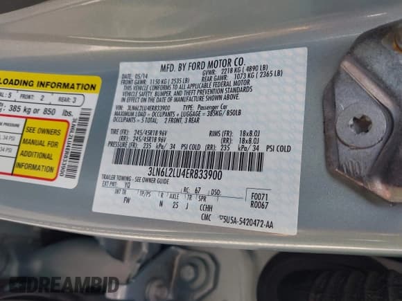 ✅ 2014 Lincoln MKZ Hybrid • VIN: 3LN6L2LU4ER833900 • Лот: 43522194. Опубликован ранее на IAAI с пробегом 52 585 миль. Бесплатный доступ к архиву аукционных продаж из США и подробный отчёт об истории автомобиля на DreamBid. Изображение 9.