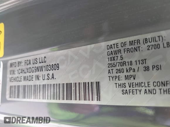 ✅ 2022 Jeep Wrangler Unlimited Sport S • VIN: 1C4HJXDG9NW103809 • Lot: 43302223. Listed on IAAI with Not provided. Free auction sales archive from the USA and detailed vehicle history report at DreamBid. Image 9.