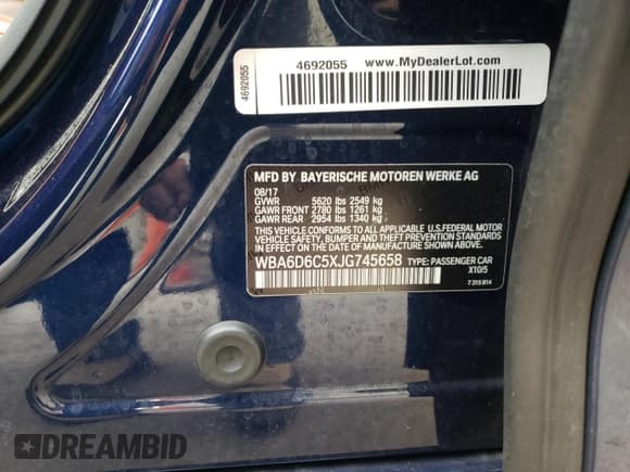 ✅ 2018 BMW 6 Series ALPINA B6 xDrive • VIN: WBA6D6C5XJG745658 • Lot: 74960573. Listed on Copart with 46,690 mi. Free auction sales archive from the USA and detailed vehicle history report at DreamBid. Image 12.