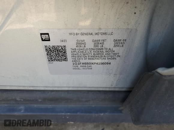 ✅ 2023 Chevrolet Bolt EV 2LT • VIN: 1G1FX6S0XP4156094 • Lot: 46476625. Wystawiony na Copart z przebiegiem 73 367 mil. Bezpłatny archiwum sprzedaży aukcyjnych z USA i szczegółowy raport historii pojazdu na DreamBid. Zdjęcie 12.