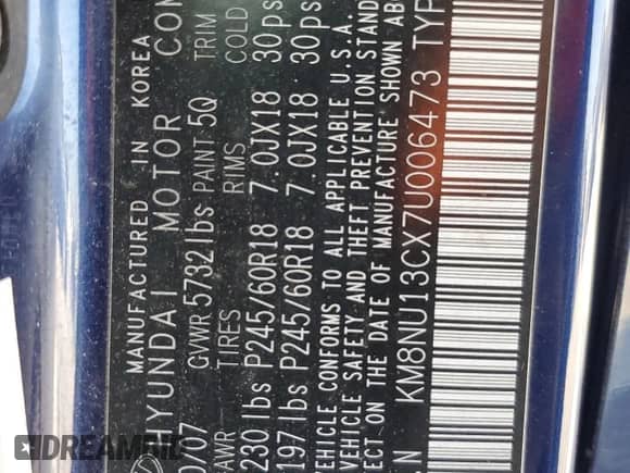 2007 Hyundai Veracruz GLS с VIN KM8NU13CX7U006473, выставлен на аукционе Copart как лот 75109394 с пробегом 119 936 миль миль и Чистый • Clean title. История ставок и продаж доступна на DreamBid. Изображение 13.