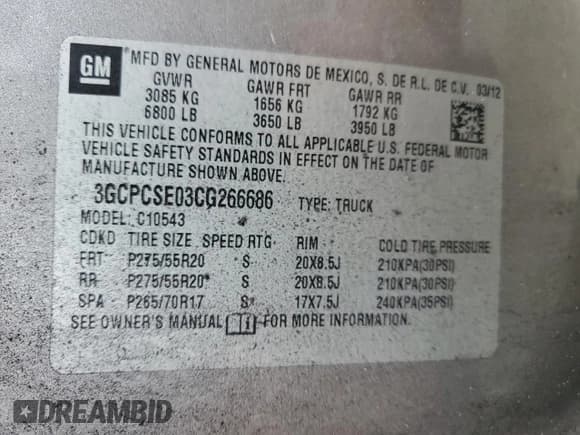 ✅ 2012 Chevrolet Silverado 1500 LT • VIN: 3GCPCSE03CG266686 • Lot: 70289054. Listed on Copart with 200,634 mi. Free auction sales archive from the USA and detailed vehicle history report at DreamBid. Image 12.