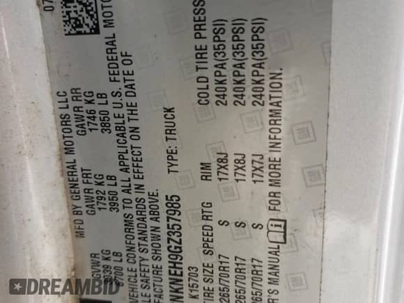 2016 Chevrolet Silverado 1500 Work Truck z VIN 1GCNKNEH9GZ357985, wystawiony jako Copart lot #68695764 z przebiegiem 115 134 mil mil oraz Szkoda całkowita • Salvage title. Historia ofert i sprzedaży dostępna na DreamBid. Obrazek 13.