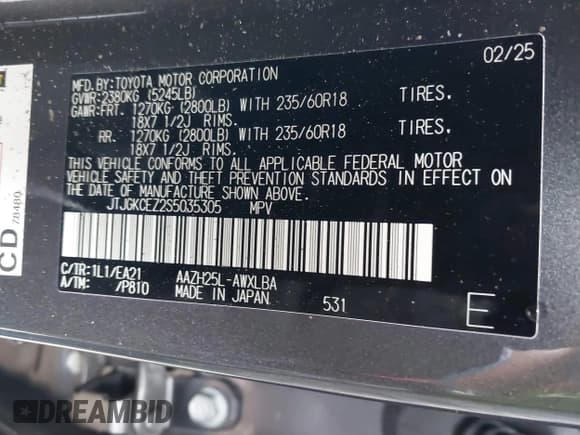 ✅ 2025 Lexus NX 350h Premium • VIN: JTJGKCEZ2S5035305 • Lot: 43083544. Wystawiony na IAAI z przebiegiem 9 577 mil. Bezpłatny archiwum sprzedaży aukcyjnych z USA i szczegółowy raport historii pojazdu na DreamBid. Zdjęcie 9.