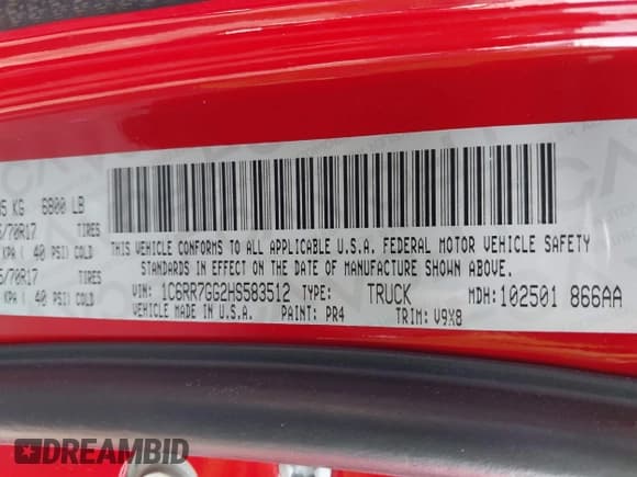 ✅ 2017 Ram 1500 SLT • VIN: 1C6RR7GG2HS583512 • Lot: 42492196. Listed on IAAI with 118,417 mi. Free auction sales archive from the USA and detailed vehicle history report at DreamBid. Image 9.