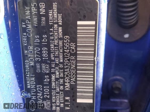 ✅ 2023 Hyundai Venue Limited • VIN: KMHRC8A32PU245659 • Lot: 48471975. Listed on Copart with Not provided. Free auction sales archive from the USA and detailed vehicle history report at DreamBid. Image 13.