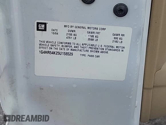 ✅ 2005 Buick LeSabre Limited • VIN: 1G4HR54K25U158529 • Lot: 42361593. Listed on IAAI with 94,192 mi. Free auction sales archive from the USA and detailed vehicle history report at DreamBid. Image 9.