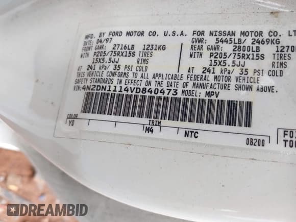 ✅ 1997 Nissan Quest XE • VIN: 4N2DN1114VD840473 • Lot: 42380959. Wystawiony na IAAI z przebiegiem 147 455 mil. Bezpłatny archiwum sprzedaży aukcyjnych z USA i szczegółowy raport historii pojazdu na DreamBid. Zdjęcie 9.