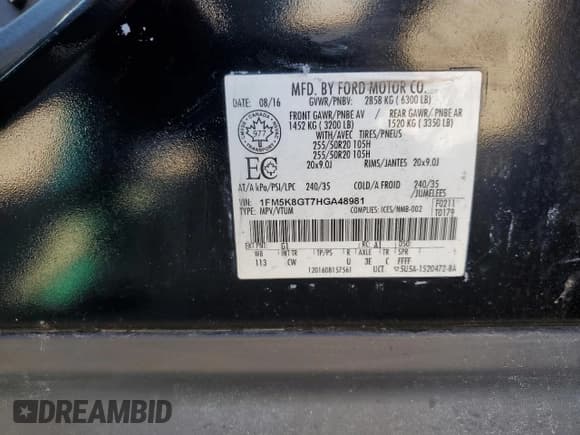 ✅ 2017 Ford Explorer Sport • VIN: 1FM5K8GT7HGA48981 • Lot: 51321685. Wystawiony na Copart z przebiegiem 115 396 mil. Bezpłatny archiwum sprzedaży aukcyjnych z USA i szczegółowy raport historii pojazdu na DreamBid. Zdjęcie 13.