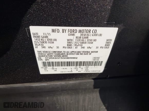 ✅ 2016 Ford Explorer Sport • VIN: 1FM5K8GT5GGB59902 • Lot: 43485609. Listed on IAAI with 113,810 mi. Free auction sales archive from the USA and detailed vehicle history report at DreamBid. Image 9.