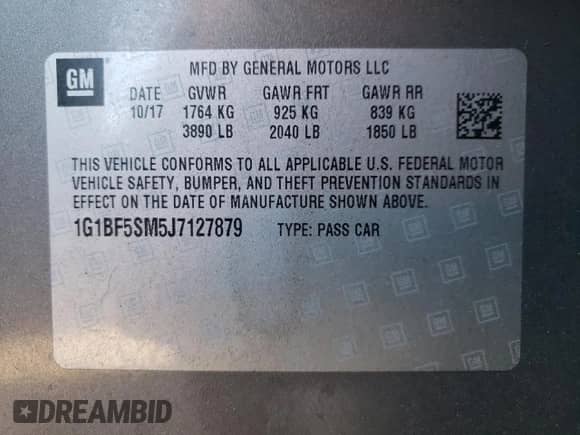 ✅ 2018 Chevrolet Cruze Premier • VIN: 1G1BF5SM5J7127879 • Лот: 68385442. Размещён на Copart с пробегом 116 762 миль миль. Получите бесплатный доступ к архиву аукционных продаж из США и посмотрите подробный отчёт об истории автомобиля на DreamBid. Изображение 14.