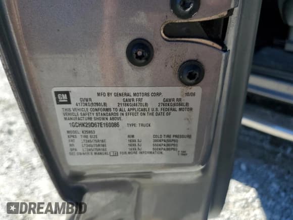 ✅ 2007 Chevrolet Silverado 2500HD LT2 • VIN: 1GCHK29D67E160086 • Lot: 90651555. Listed on Copart with 104,769 mi. Free auction sales archive from the USA and detailed vehicle history report at DreamBid. Image 12.