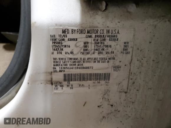✅ 2004 Ford Excursion Special Serv • VIN: 1FMNU41S94EB68872 • Lot: 85883684. Wystawiony na Copart z przebiegiem 313 211 mil. Bezpłatny archiwum sprzedaży aukcyjnych z USA i szczegółowy raport historii pojazdu na DreamBid. Zdjęcie 13.
