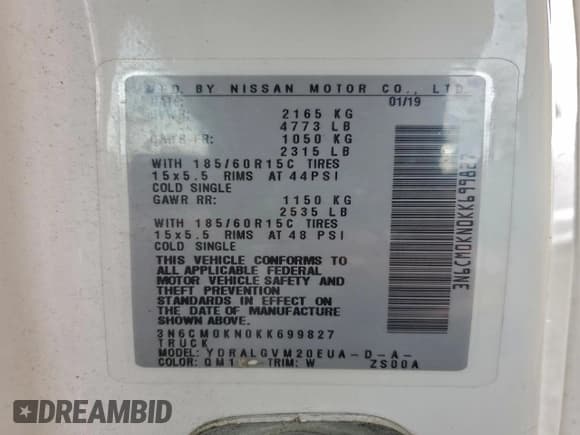 ✅ 2019 Nissan NV200 SV • VIN: 3N6CM0KN0KK699827 • Лот: 92881335. Опубликован ранее на Copart с пробегом 104 183 миль. Бесплатный доступ к архиву аукционных продаж из США и подробный отчёт об истории автомобиля на DreamBid. Изображение 11.