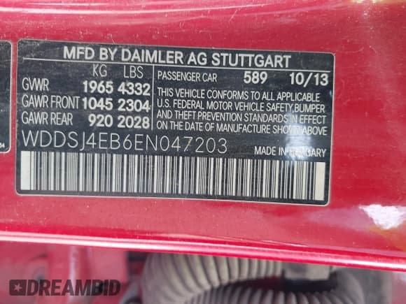 ✅ 2014 Mercedes-Benz CLA 250 • VIN: WDDSJ4EB6EN047203 • Лот: 42099023. Опубликован ранее на IAAI с пробегом 169 505 миль. Бесплатный доступ к архиву аукционных продаж из США и подробный отчёт об истории автомобиля на DreamBid. Изображение 9.