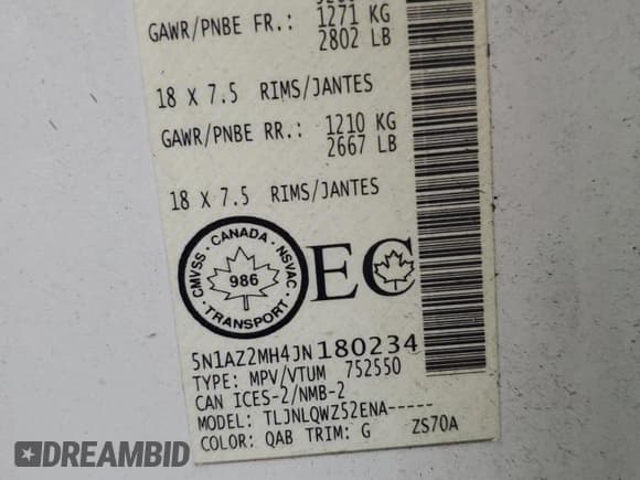 ✅ 2018 Nissan Murano Platinum • VIN: 5N1AZ2MH4JN180234 • Lot: 85890235. Wystawiony na Copart z przebiegiem 274 918 mil. Bezpłatny archiwum sprzedaży aukcyjnych z USA i szczegółowy raport historii pojazdu na DreamBid. Zdjęcie 12.